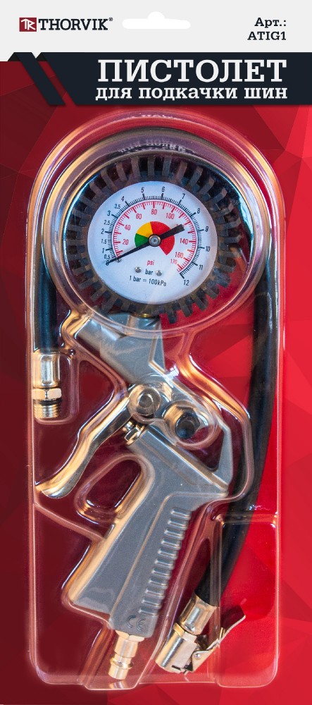 Thorvik ATIG1 Манометр для контроля давления и подкачки шин пистолетного типа ATIG1