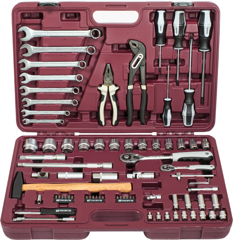 Thorvik UTS0077 Набор инструмента универсальный 1/4", 1/2"DR, 77 предметов UTS0077