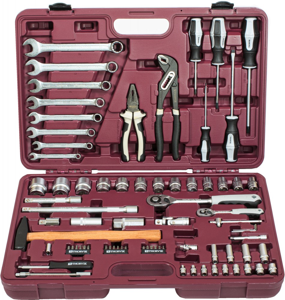 Thorvik UTS0077MP Набор инструмента универсальный 1/4", 1/2"DR с головками торцевыми MultiProf, 77 предметов UTS0077MP