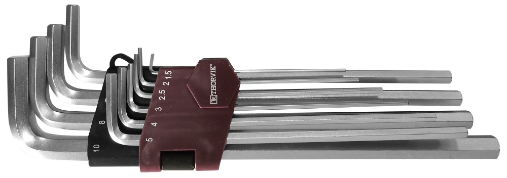 Thorvik HKL10S Набор ключей торцевых шестигранных удлиненных, H1.5-H10, 10 предметов HKL10S