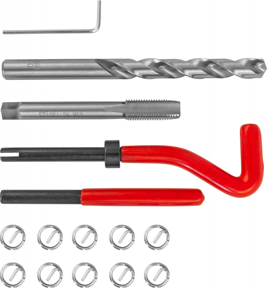Thorvik TRIS10125 Набор для восстановления резьбы M10x1.25, 15 предметов TRIS10125