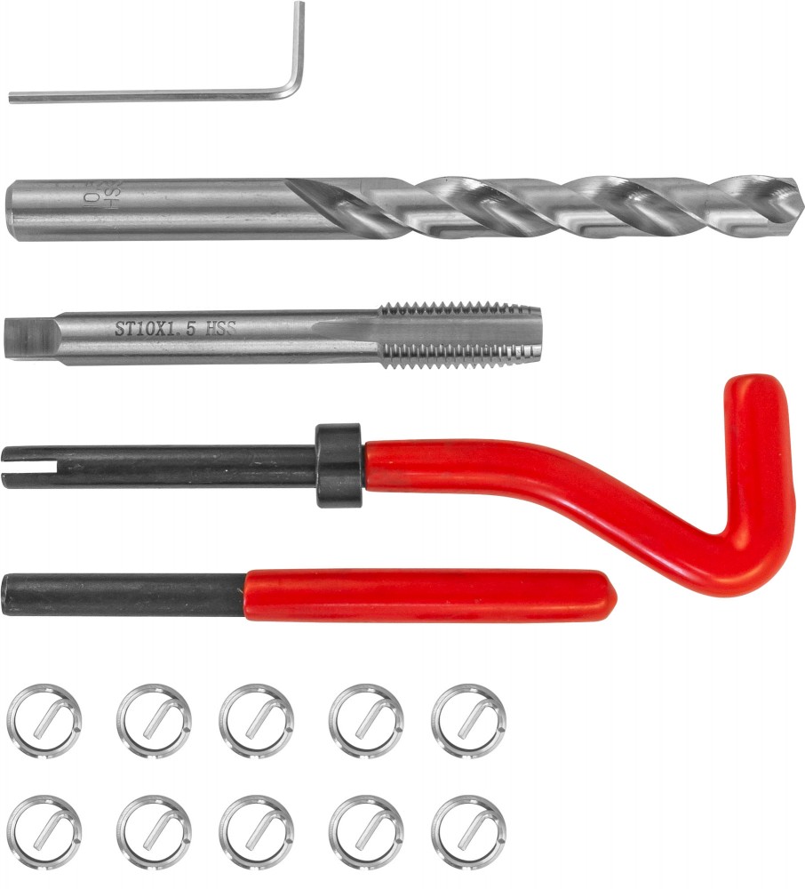 Thorvik TRIS1015 Набор для восстановления резьбы M10x1.5, 15 предметов TRIS1015