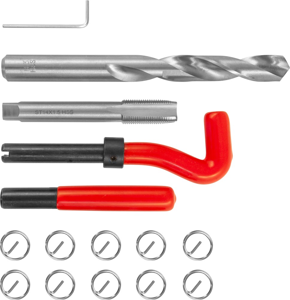 Thorvik TRIS1415 Набор для восстановления резьбы M14x1.5, 15 предметов TRIS1415