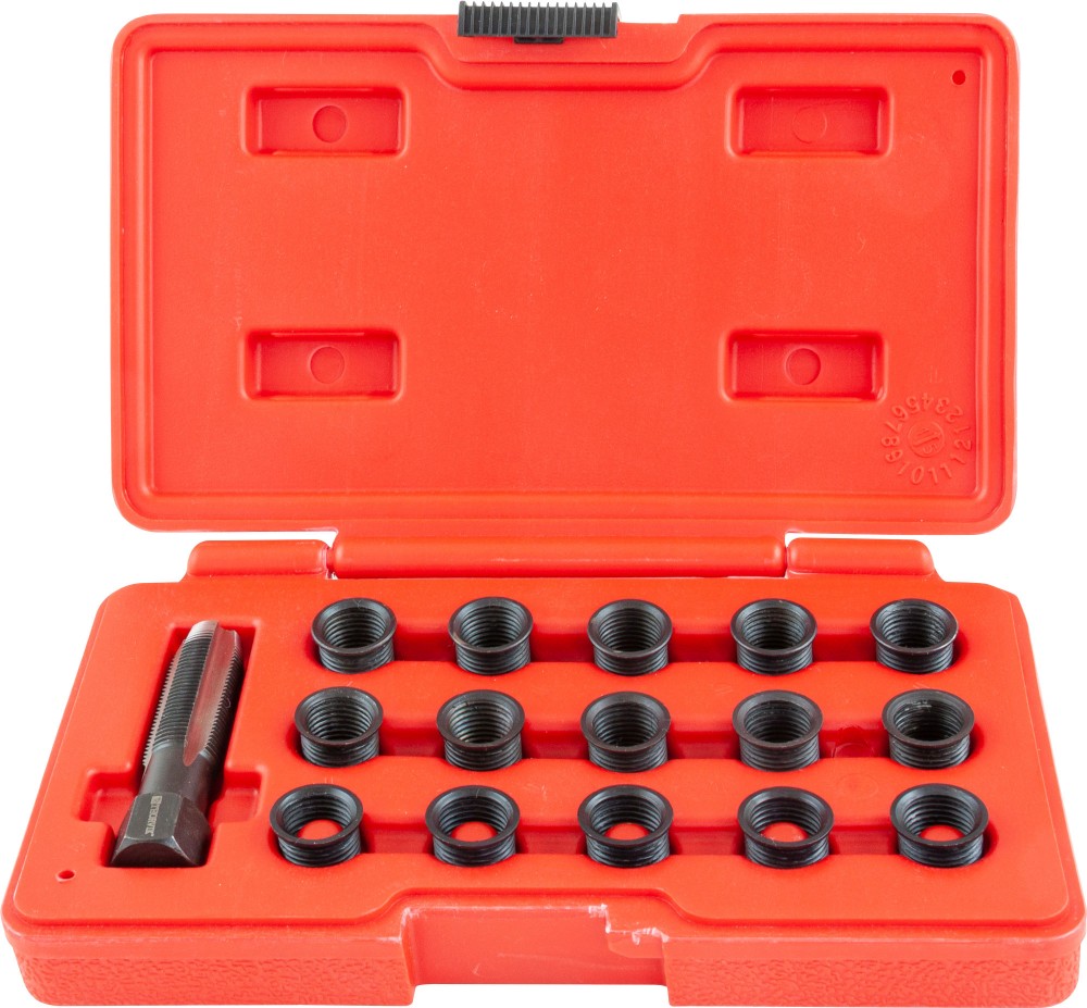 Thorvik SRTRK14125 Набор для восстановления резьбы свечного отверстия М14х1.25, 16 предметов SRTRK14125