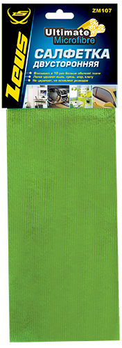 Zeus ZM107 Салфетка ДВУСТОРОННЯЯ  из микрофибры, 35х35 см. ZM107