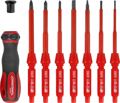Jonnesway DV15109S Отвертка диэлектрическая со сменными стержнями в наборе, 9 предметов DV15109S