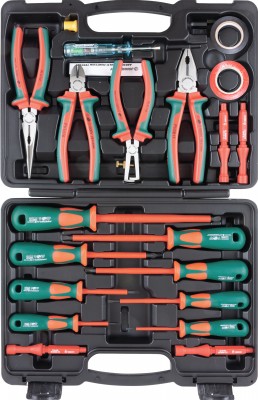 Jonnesway PSV120S Набор диэлектрический с изолентой, отверток стержневых и шарнирно-губцевого инструмента, 20 предметов PSV120S