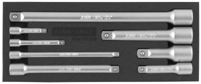 Jonnesway S24H5108S Набор удлинителей 1/4", 3/8", 1/2"DR, 50-250 мм, 8 предметов S24H5108S