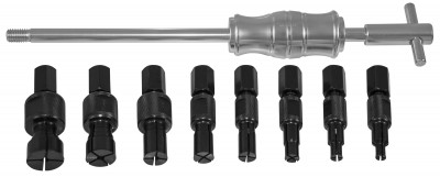 Jonnesway AE310082 Съемник подшипников с цанговыми захватами за внутреннюю обойму и обратным молотком в наборе, диапазон захватов 8-30 мм AE310082