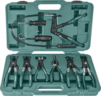 Jonnesway AR060024A Набор щипцов для демонтажа пружинных хомутов патрубков, 9 предметов AR060024A
