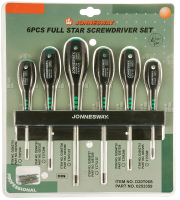 Jonnesway D20T06S Набор отверток стержневых TORX® FULL STAR, 6 предметов D20T06S