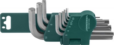 Jonnesway H01SM109S Комплект угловых шестигранников 1,5-10мм, 9 предметов S2 материал H01SM109S