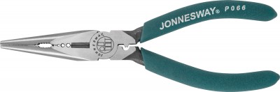 Jonnesway P066 Длинногубцы прямые, многофункциональные, с ПВХ рукоятками, 160 мм P066