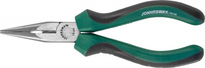 Jonnesway P8106 Длинногубцы прямые со скрытой пружиной и двухкомпонентными рукоятками, CrMo, 160 мм P8106