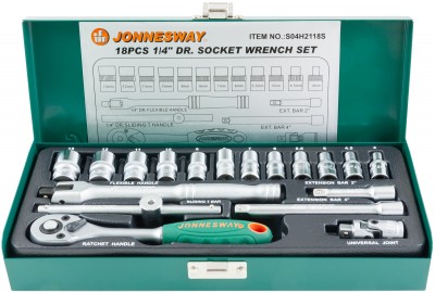 Jonnesway S04H2118S Набор головок торцевых 1/4"DR, 4-13 мм, 18 предметов S04H2118S