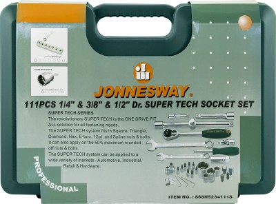 Jonnesway S68H5234111S Набор инструмента универсальный 1/4", 3/8", 1/2"DR Super Tech, 111 предметов S68H5234111S