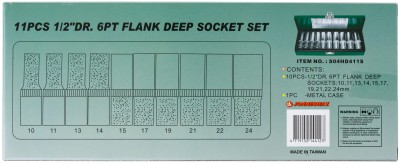 Jonnesway S04HD411S Набор головок торцевых глубоких 1/2"DR, 10-24 мм, 11 предметов S04HD411S