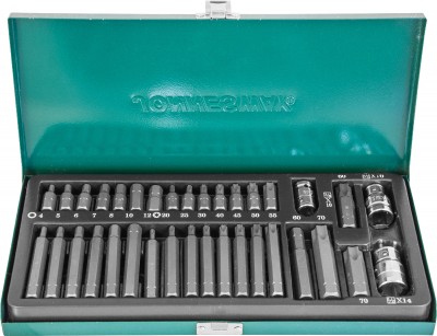 Jonnesway S29H4135S Набор вставок-бит 10 мм и 14 мм DR с переходниками, 35 предметов S29H4135S