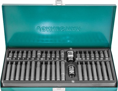 Jonnesway S29H4140S Набор вставок-бит 10 мм DR с переходниками, 40 предметов S29H4140S