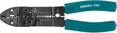 Jonnesway V1403 Клещи многофункциональные для снятия изоляции и обжима наконечников, 220 мм V1403