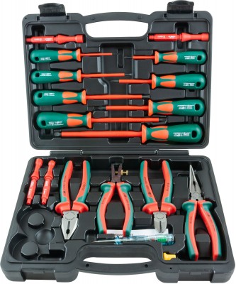 Jonnesway PSV118S Набор диэлектрический, отверток стержневых и шарнирно-губцевого инструмента, 18 предметов PSV118S