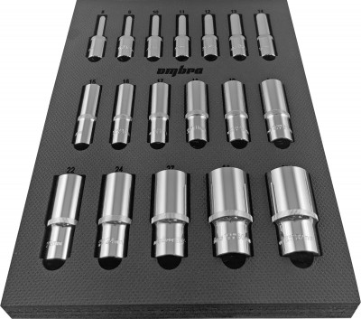 Ombra OMT18STE Набор головок торцевых глубоких 1/2" DR 8-32 мм в EVA ложементе 280х375 мм, 18 предметов OMT18STE