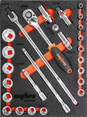 Ombra OMT26STE Набор головок торцевых 1/2" DR 8-32 мм с аксессуарами в EVA ложементе 280х375 мм, 26 предметов OMT26STE