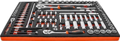 Ombra OMT111STE Набор головок торцевых 1/4"DR (4-14 мм), 3/8"DR (8-22 мм), 1/2"DR (8-32 мм), с аксессуарами в EVA ложементе 560x375 мм, 111 предметов OMT111STE