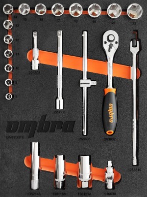 Ombra OMT23STE Набор головок торцевых 3/8" DR 8-22 мм с аксессуарами в EVA ложементе 280х375 мм, 23 предмета OMT23STE