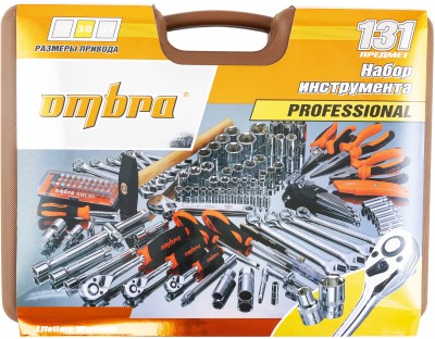 Ombra OMT131S (OMT131S18) Набор инструмента универсальный 1/4", 3/8" и 1/2"DR, 131 предмет OMT131S