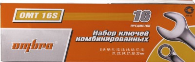Ombra OMT16S Набор ключей гаечных комбинированных в сумке, 8-32 мм, 16 предметов OMT16S
