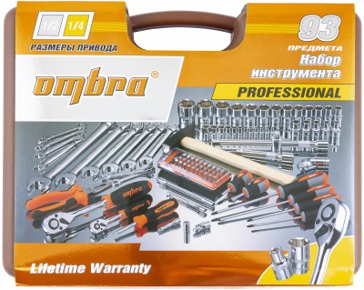 Ombra OMT93S (OMT93S18) Набор инструмента универсальный 1/4", 1/2"DR, 93 предмета OMT93S