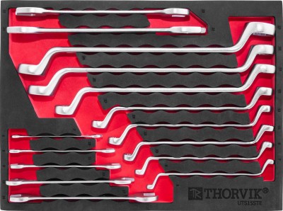 Thorvik UTS15STE Набор ключей рожковых и накидных изогнутых в EVA ложементе 280х375 мм, 15 предметов UTS15STE
