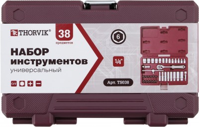 Thorvik TS038 Набор инструмента 1/4"DR, 38 предметов TS038
