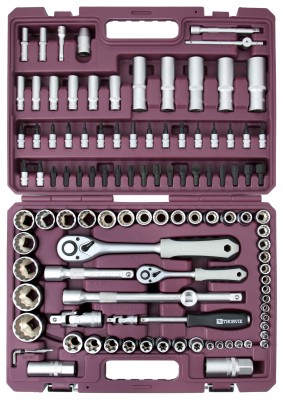 Thorvik TS108/12 Набор инструмента универсальный 1/4", 1/2"DR с головками торцевыми 12-гранными, 108 предметов TS108/12