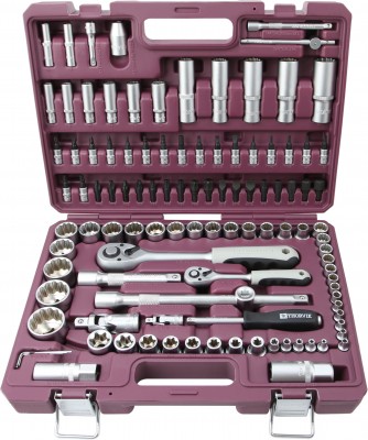 Thorvik TS108/12 Набор инструмента универсальный 1/4", 1/2"DR с головками торцевыми 12-гранными, 108 предметов TS108/12