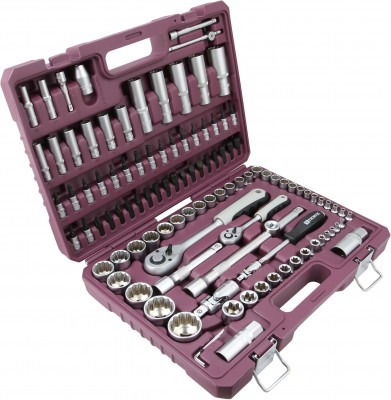Thorvik TS108/12 Набор инструмента универсальный 1/4", 1/2"DR с головками торцевыми 12-гранными, 108 предметов TS108/12