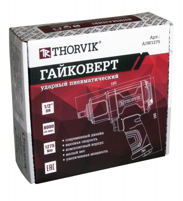 Thorvik AIW1275 Гайковерт ударный пневматический 1/2"DR 8000 об/мин, 1275 Нм AIW1275