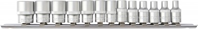 Thorvik S11S1213SM Набор головок торцевых 12-гранных 1/4"DR на держателе, 4-14 мм, 13 предметов S11S1213SM