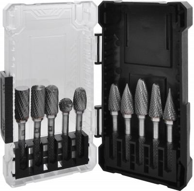 Thorvik TRRB060610-2S Набор борфрез твердосплавных, тип A, B, C, D, E, F, G, H, L, M, 6 мм, двойная насечка, в кейсе, 10 предметов TRRB060610-2S