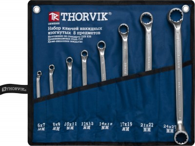  ORWS008 Набор ключей гаечных накидных изогнутых 75° в сумке, 6-27 мм, 8 предметов ORWS008