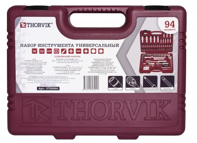Thorvik UTS0094 Набор инструмента универсальный 1/4", 1/2"DR, 94 предмета UTS0094