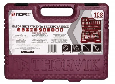 Thorvik UTS0108 Набор инструмента универсальный 1/4", 1/2"DR, 108 предметов UTS0108