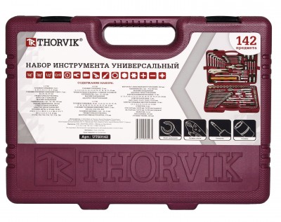 Thorvik UTS0142 Набор инструмента универсальный 1/4", 3/8" и 1/2"DR, 142 предмета UTS0142