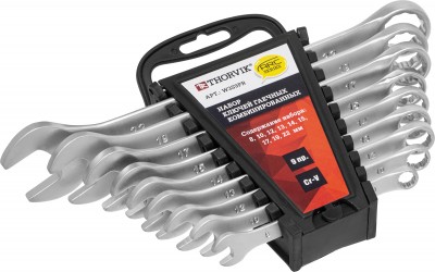 Thorvik W3S9PR Набор ключей гаечных комбинированных серии ARC на держателе, 8-22 мм, 9 предметов W3S9PR