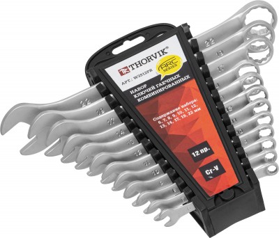 Thorvik W3S12PR Набор ключей гаечных комбинированных серии ARC на держателе, 6-22 мм, 12 предметов W3S12PR