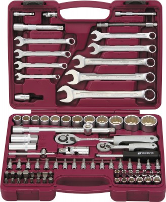 Thorvik UTS0082/12 Набор инструмента универсальный 1/4", 1/2"DR с головками торцевыми 12-гранными, 82 предмета UTS0082/12