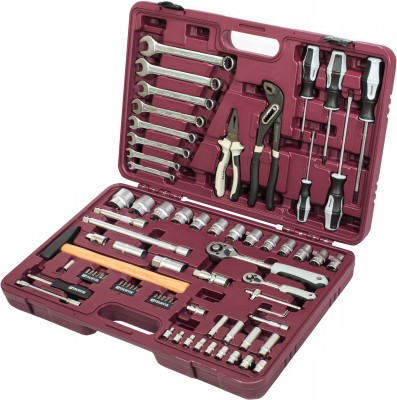 Thorvik UTS0077/12 Набор инструмента универсальный 1/4", 1/2"DR с головками торцевыми 12-гранными, 77 предметов UTS0077/12