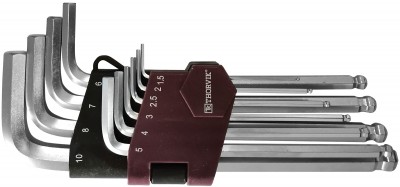 Thorvik HKB10S Набор ключей торцевых шестигранных с шаром, H1.5-H10, 10 предметов HKB10S