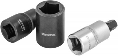 Thorvik PBCSS3 Набор головок торцевых и насадки со вставкой-битой с пятигранным профилем для обслуживания тормозных механизмов 1/2"DR, 3 предмета PBCSS3
